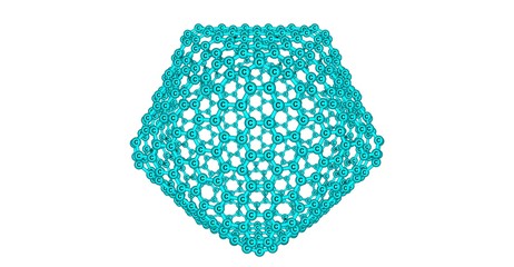 Giant fullerene-like molecular structure isolated on white background