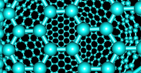 Graphene-like molecular structure isolated on black background