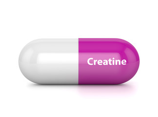 3d render of creatine pill over white