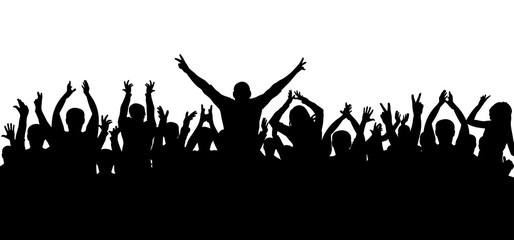 Applause, cheerful crowd, silhouette vector