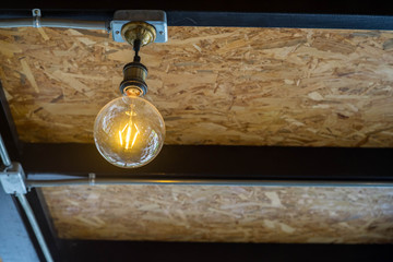 Light bulb in coffee shop