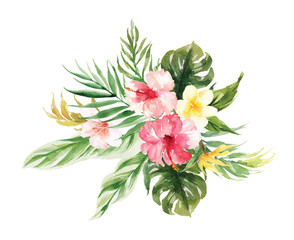 Obraz premium Isolated vector Yellow, pink flower and leaf wedding decoration