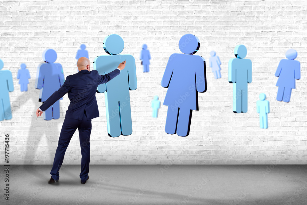 Poster network connection with people linked each other - 3d rendering