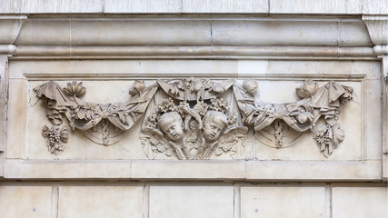 18th century St Paul Cathedral, decorative relief on facade, London, United Kingdom.