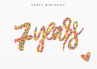 Seven years, lettering sign from confetti. Holiday Happy birthday. Vector illustration.