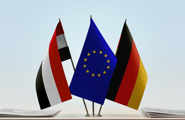 Flags of Yemen European Union and Germany