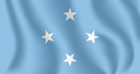 Flag of Micronesia. Realistic waving flag of Federated States of Micronesia (FSM). Fabric textured flowing flag of Federated States of Micronesia.