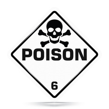 International Poison Class 6 Symbol,White Warning Dangerous icon on white background, Attracting attention Security First sign, Idea for,graphic,web design,Vector and illustration,EPS10.