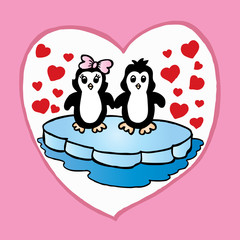 two penguins sprinkled with heart