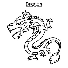 Dragon vector in thin line style