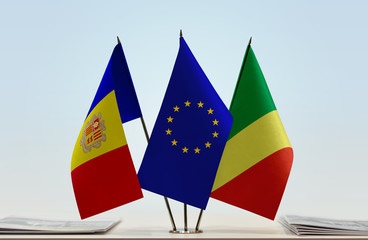 Flags of Andorra European Union and Republic of the Congo