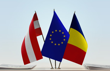 Flags of Austria European Union and Chad