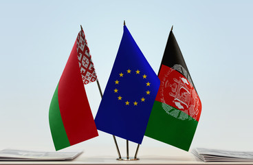 Flags of Belarus European Union and Afghanistan