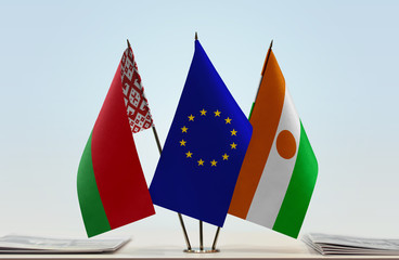 Flags of Belarus European Union and Niger