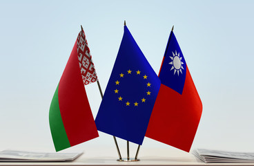 Flags of Belarus European Union and Taiwan