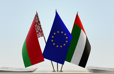 Flags of Belarus European Union and UAE