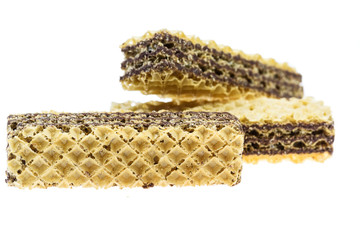 chocolate wafers isolated on white background