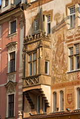 Detail of the facade of the house. Prague, Czech Republic.