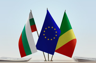 Flags of Bulgaria European Union and Republic of the Congo