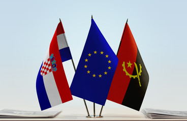 Flags of Croatia European Union and Angola