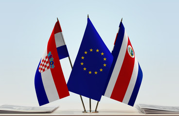 Flags of Croatia European Union and Costa Rica