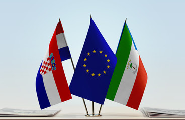 Flags of Croatia European Union and Equatorial Guinea