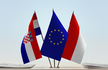 Flags of Croatia European Union and Indonesia