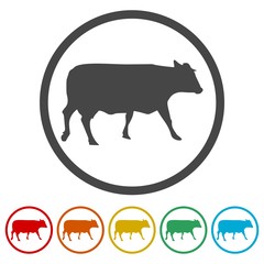 Cow silhouette icon, 6 Colors Included