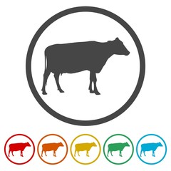 Cow silhouette icon, 6 Colors Included