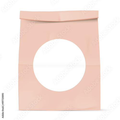 Brown Paper Bag Isolated On Background Grocery Kraft With White Brown Paper Bag Isolated On Background Grocery Kraft With White Round Sticker Template