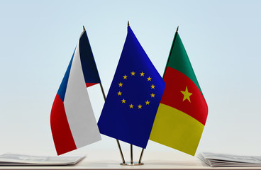 Flags of Czech Republic European Union and Cameroon