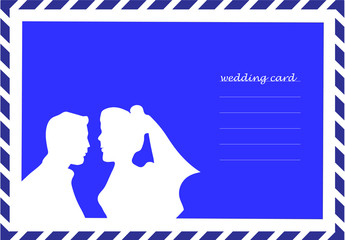 vector wedding invitation card, looks like a postal letter..