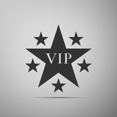 Star VIP with circle of stars icon isolated on grey background. Flat design. Vector Illustration