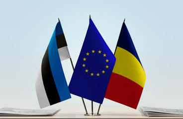 Flags of Estonia European Union and Chad