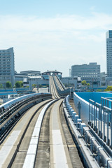 Fototapeta na wymiar Railway of Yurikamome Train system in Tokyo, Japan