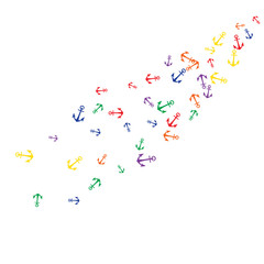 Pretty summer background with anchors. Anchor In Cartoon Free Style. Pattern Art Illustration Vector