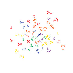 Pretty summer background with anchors. Anchor In Cartoon Free Style. Pattern Art Illustration Vector