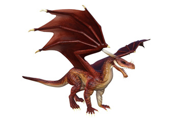 Fototapeta premium 3D Rendering Fantasy Dragon on White