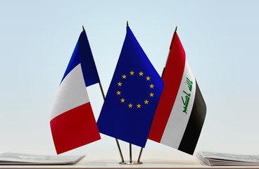 Flags of France European Union and Iraq