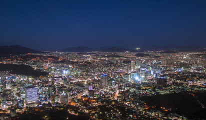 Fototapeta na wymiar Modern Urban City At Night, Seoul South Korea
