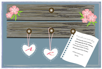 vector wooden invitation wedding card..