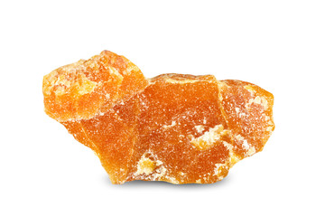 Macro shooting of natural gemstone. Mineral simbircite. Isolated object on a white background.