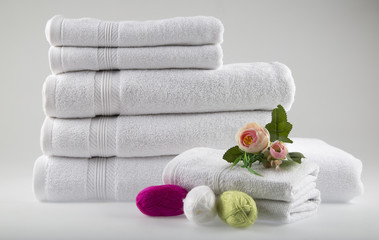 White towel on the white background 