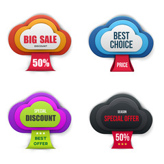 Set of branding design promotion banner, badge, label or sticker isolated on white background. Vector illustration.