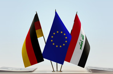 Flags of Germany European Union and Iraq