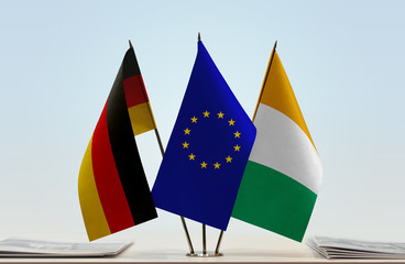 Flags of Germany European Union and Ivory Coast