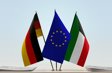 Flags of Germany European Union and Kuwait
