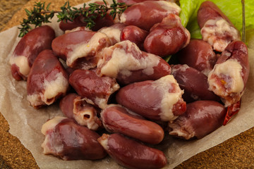 Raw chicken hearts