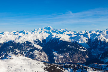 View from Saulire peak to french alpes, Three Valleys, France