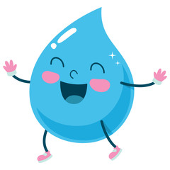 Vector Illustration Of Cartoon Raindrop